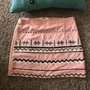 Sequined Patterned Short Skirt